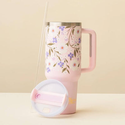 Blossom Bloom Floral Tumbler – 20oz Stainless Steel with Lid & Straw